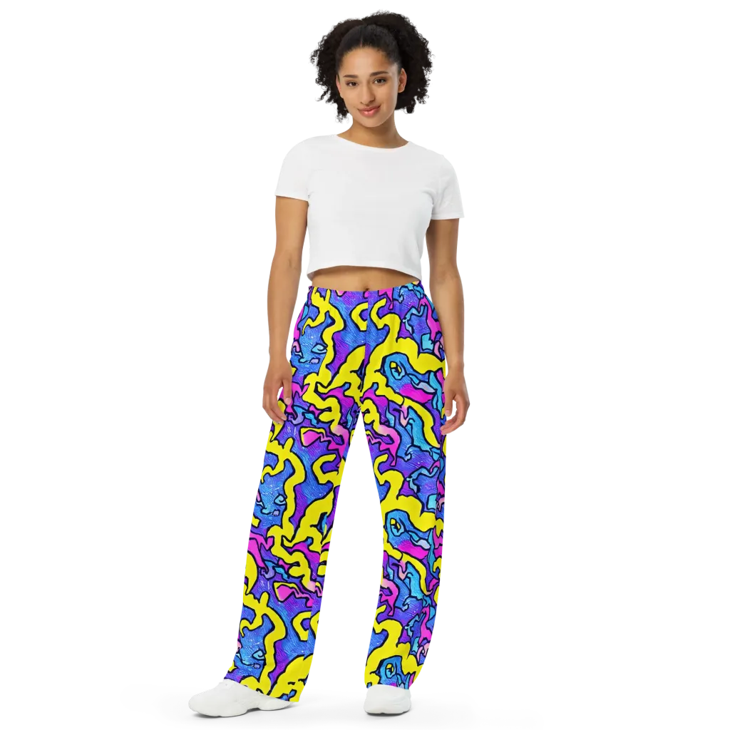 Kaleido Pulse on Wide-Leg Pants — Front