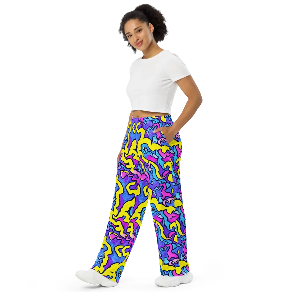 Kaleido Pulse on Wide-Leg Pants — Left Front