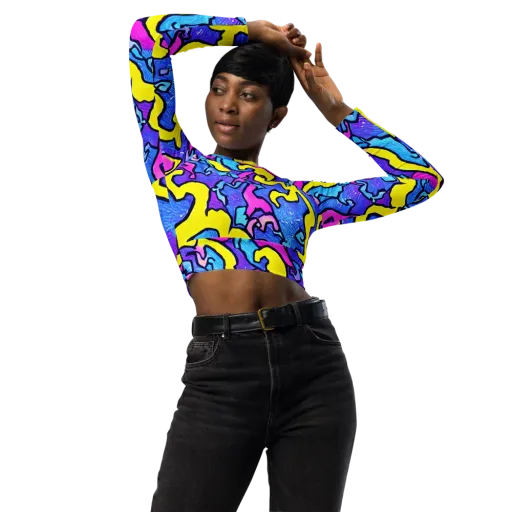 Kaleido Pulse on a Long Sleeve Crop Top