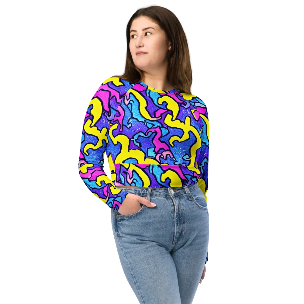 Kaleido Pulse on Long Sleeve Crop Top — Front