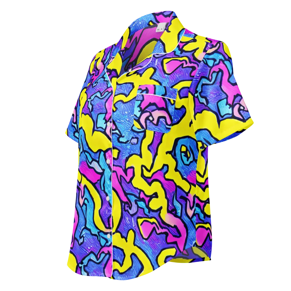 Kaleido Pulse on Women's Short Sleeve Pajama Top — Left Front