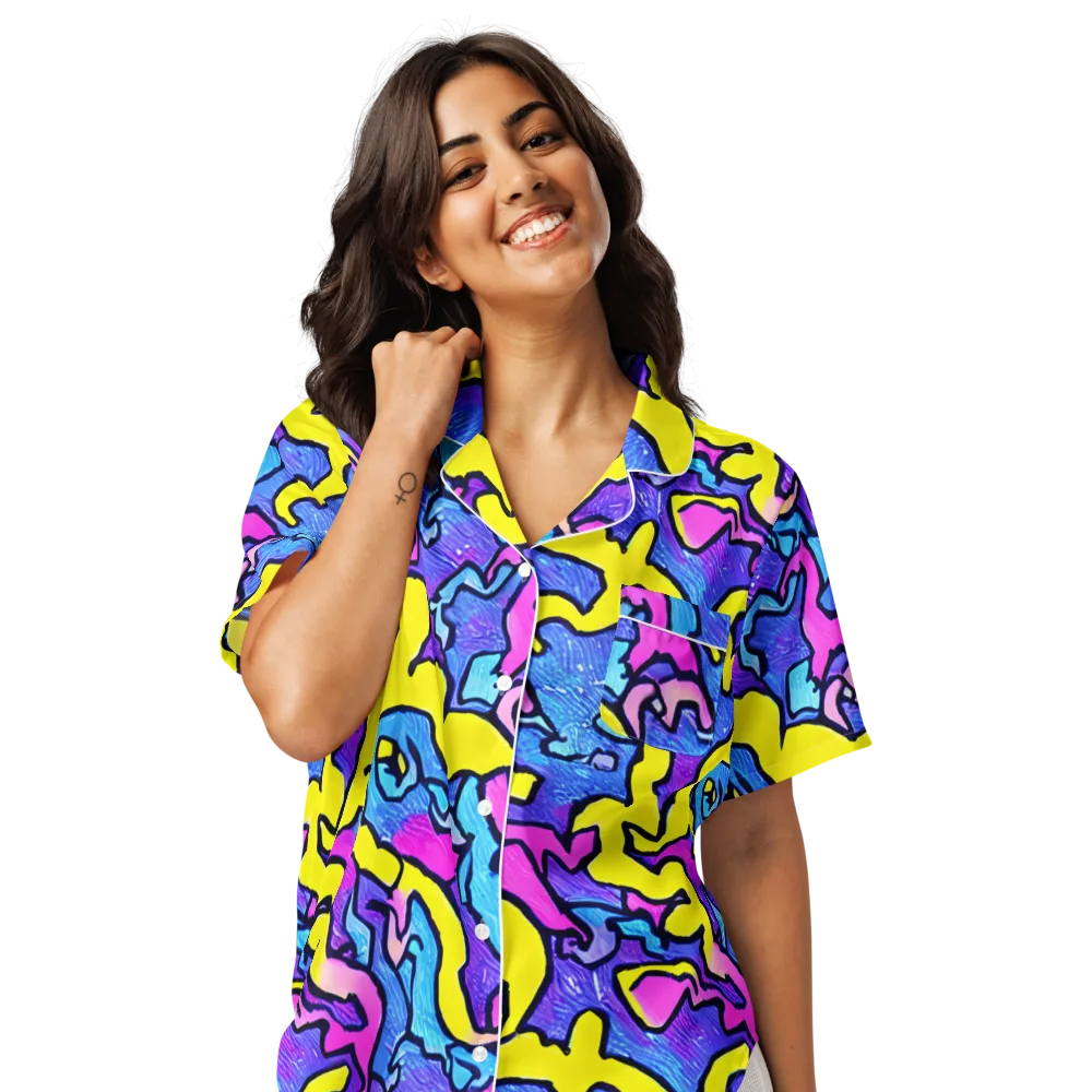 Kaleido Pulse on Women's Short Sleeve Pajama Top — Front