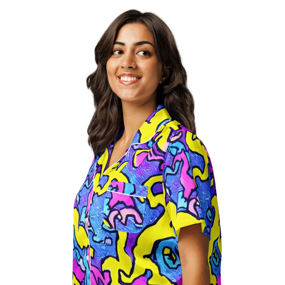 Kaleido Pulse on Women's Short Sleeve Pajama Top — Left Front