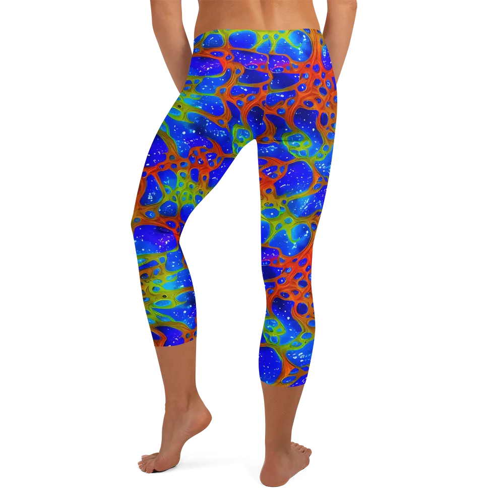 Electric Microcosm on Capri Leggings — Back