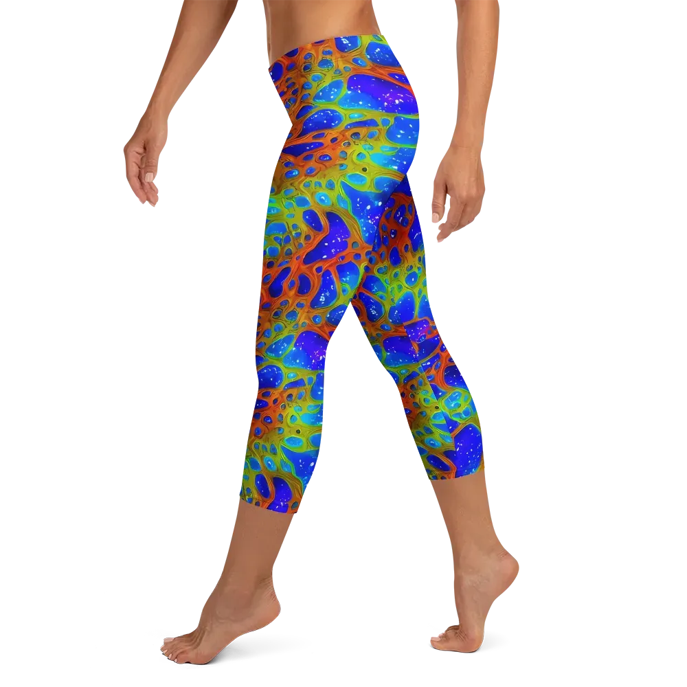 Electric Microcosm on Capri Leggings — Left