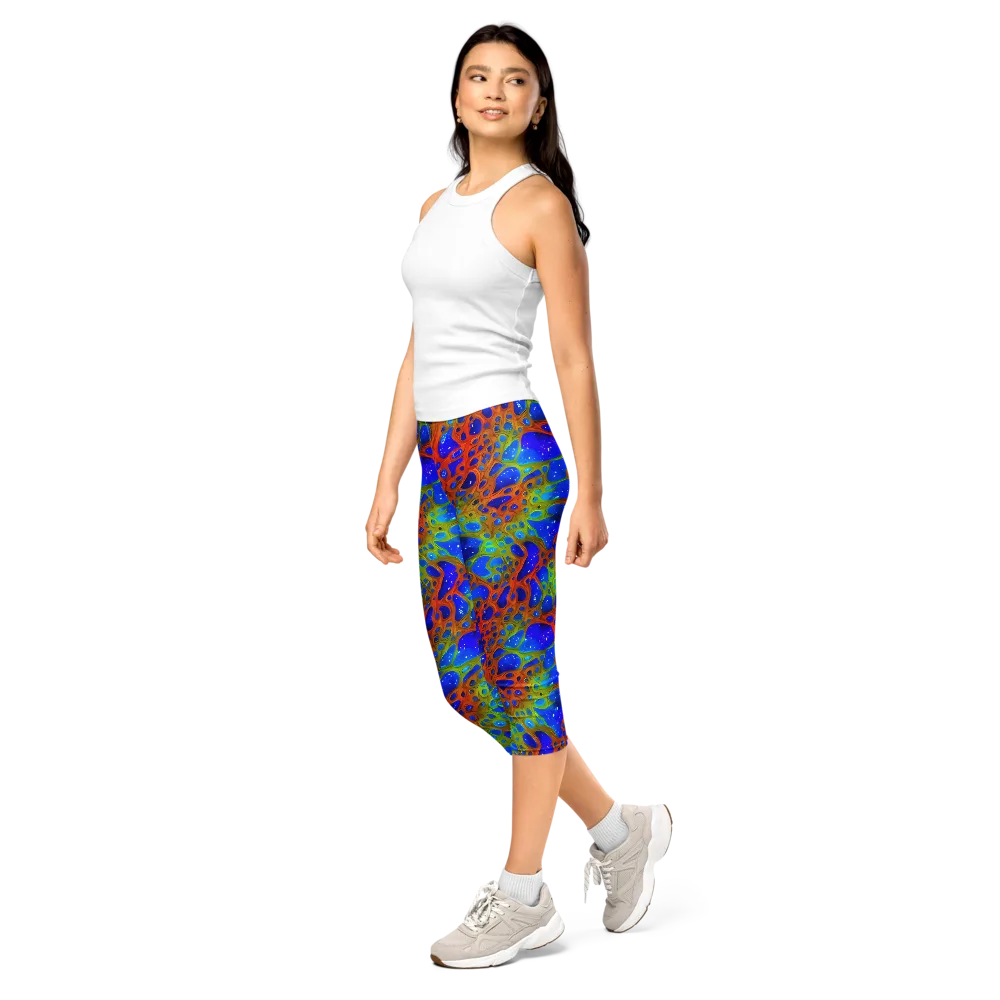 Electric Microcosm on Capri Leggings — Left Front
