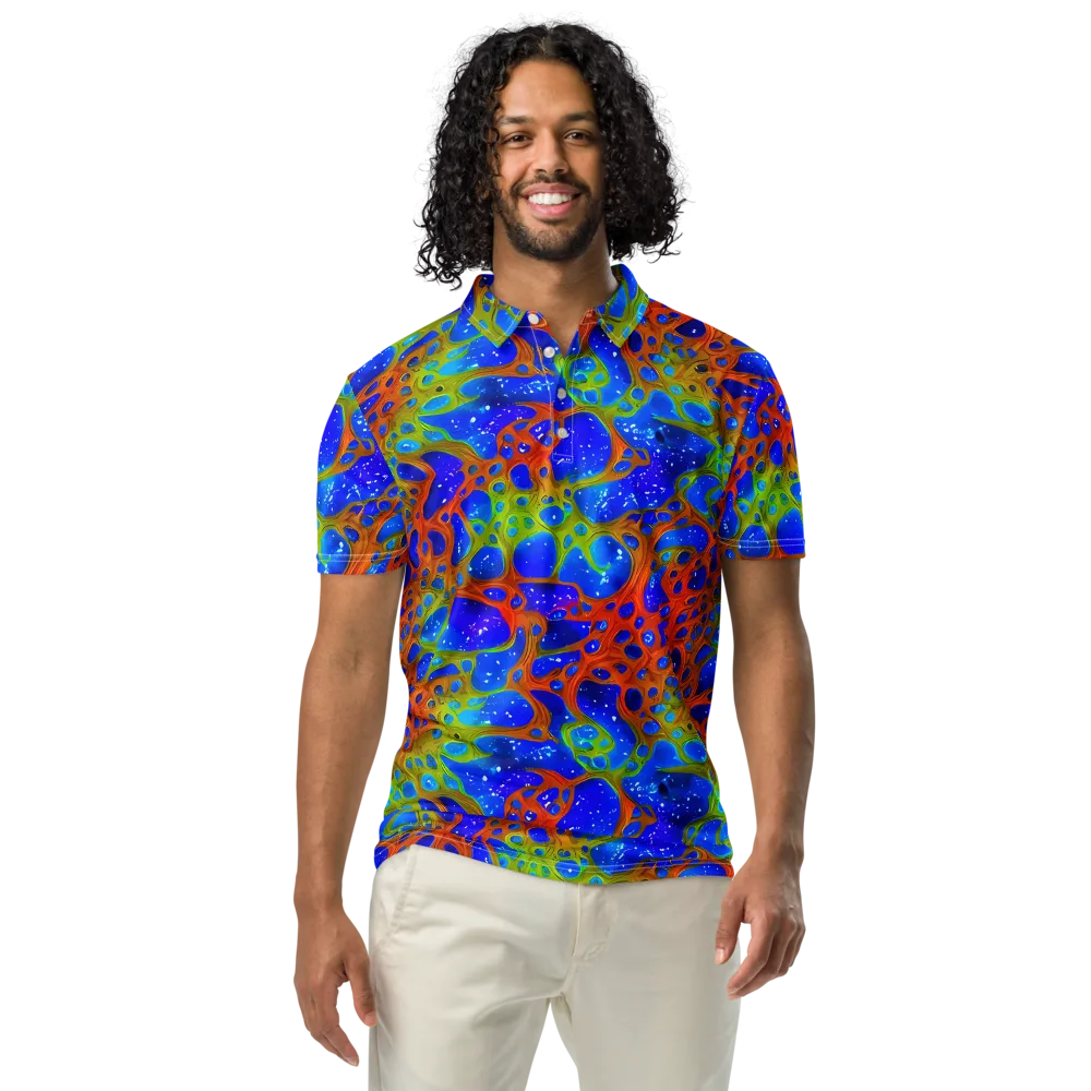 Electric Microcosm on Men's Slim Fit Polo Shirt — Front