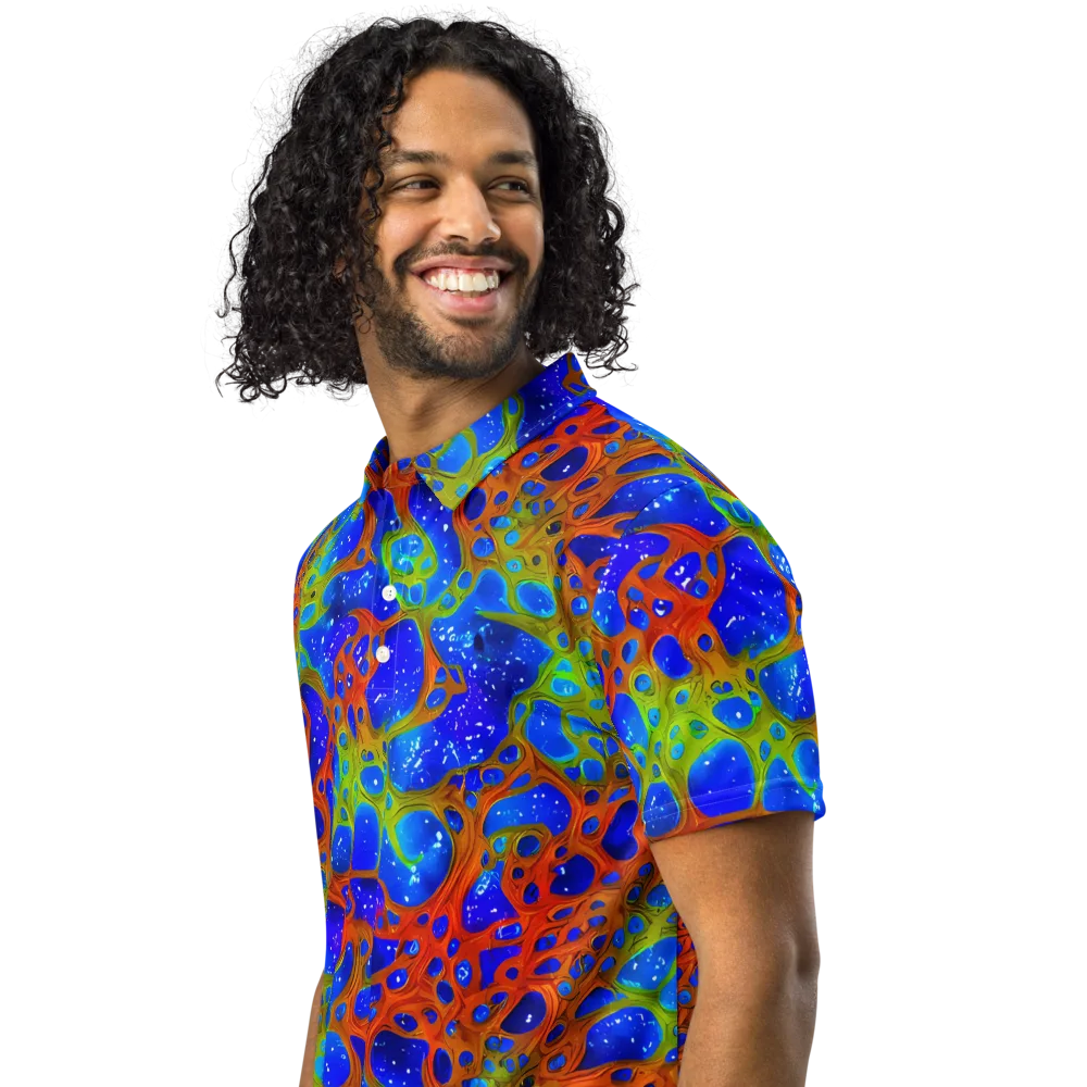 Electric Microcosm on Men's Slim Fit Polo Shirt — Left Front