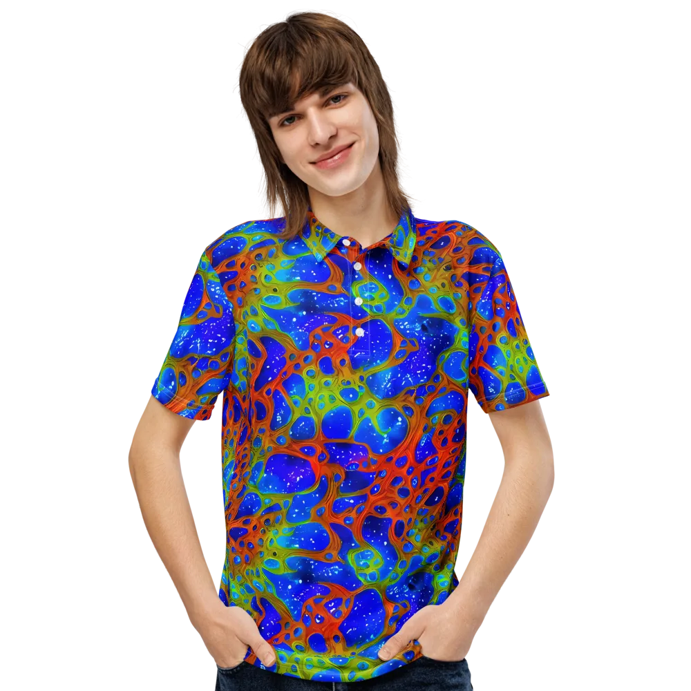 Electric Microcosm on Men's Slim Fit Polo Shirt — Front