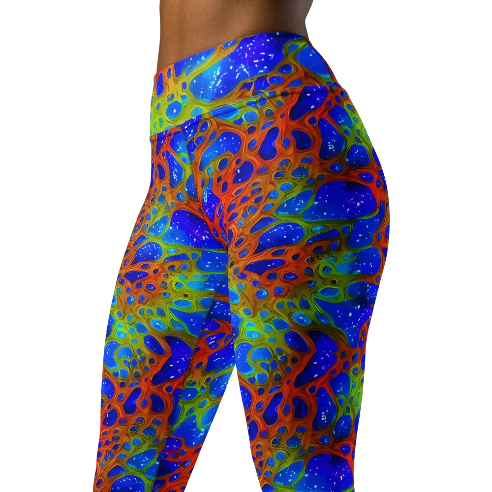 Electric Microcosm on Yoga Leggings — Left Front