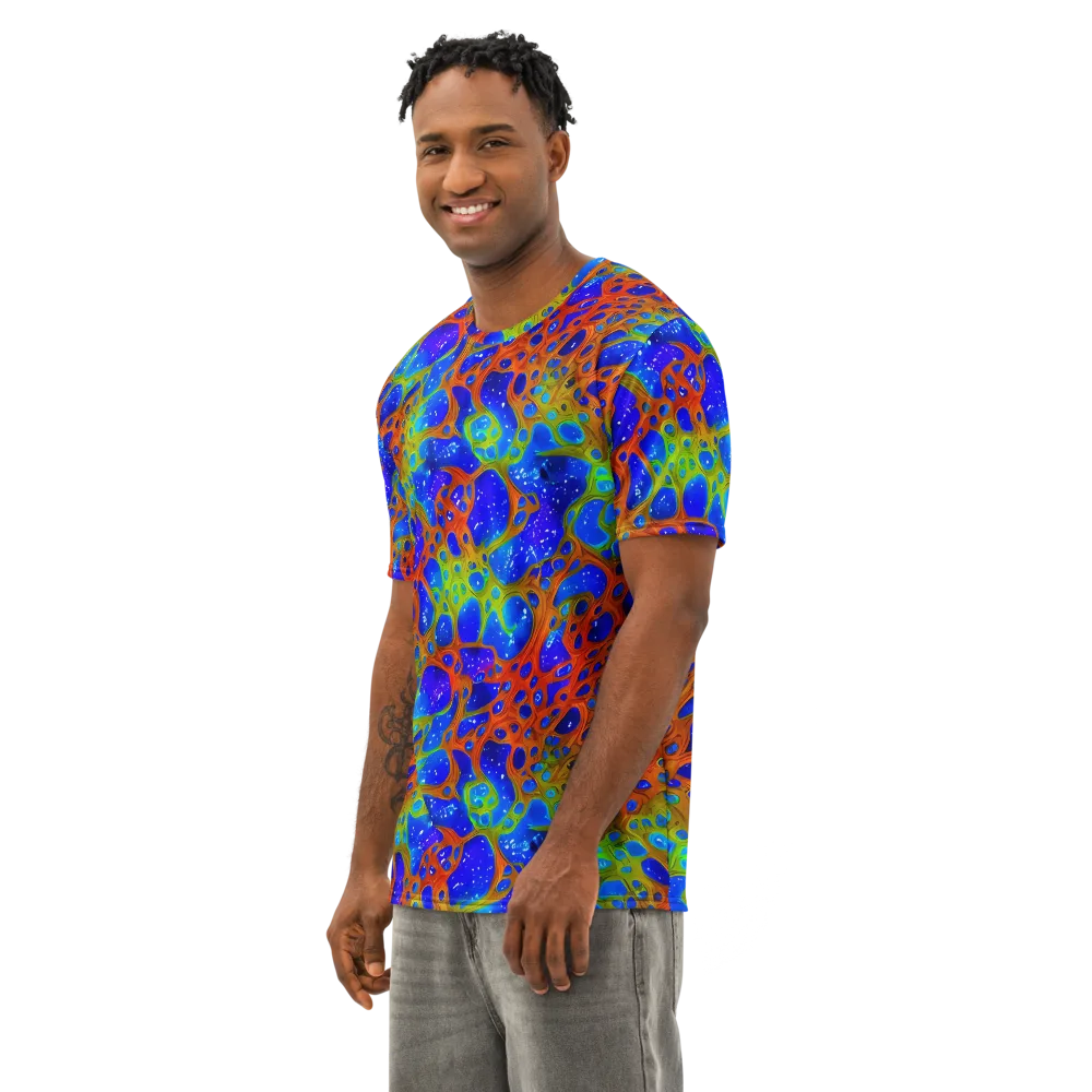 Electric Microcosm on Men's Cotton Crew Neck T-Shirt — Left Front
