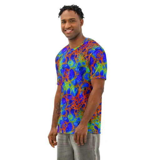 Electric Microcosm on a Men's Cotton Crew Neck T-Shirt