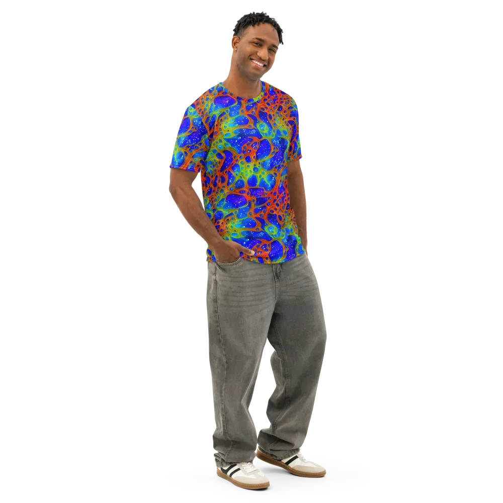 Electric Microcosm on Men's Cotton Crew Neck T-Shirt — Right Front