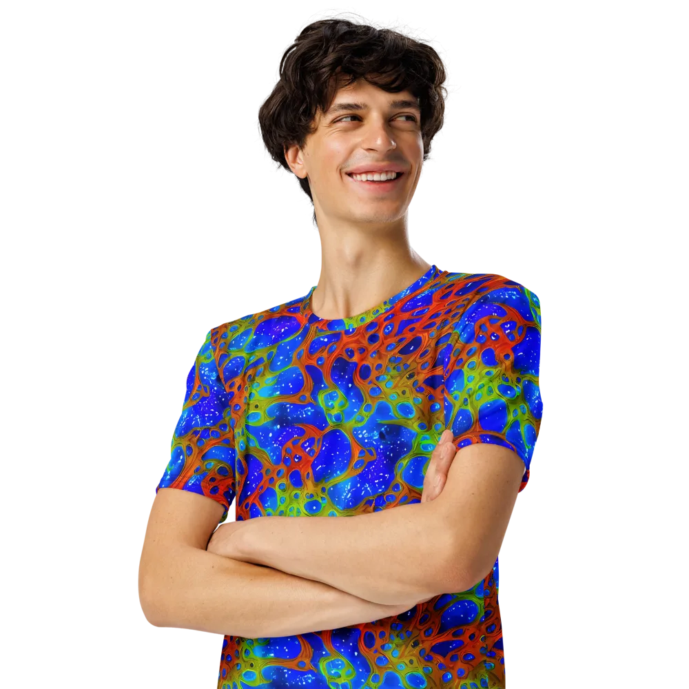 Electric Microcosm on Men's Crew Neck T-Shirt — Left Front