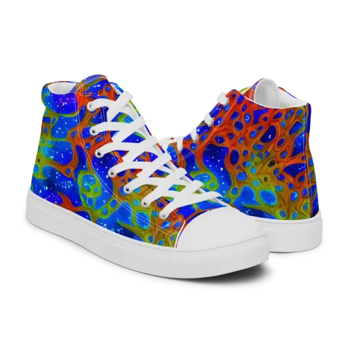Electric Microcosm on a Men's High Top Canvas Shoes