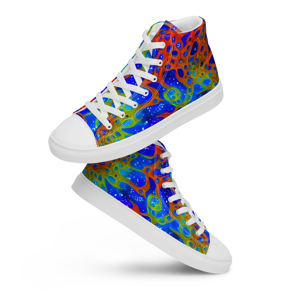 Electric Microcosm on Men's High Top Canvas Shoes — Front