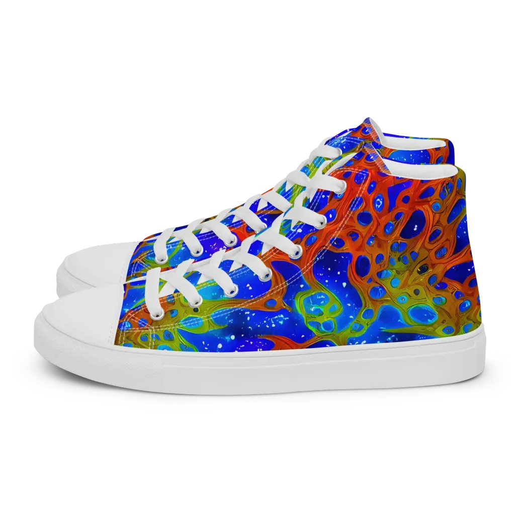 Electric Microcosm on Women's High Top Canvas Shoes — Left