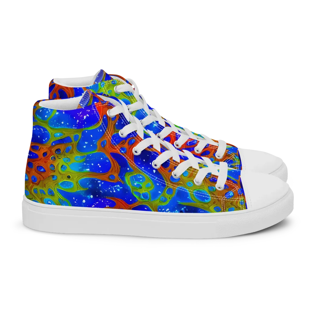 Electric Microcosm on Women's High Top Canvas Shoes — Right