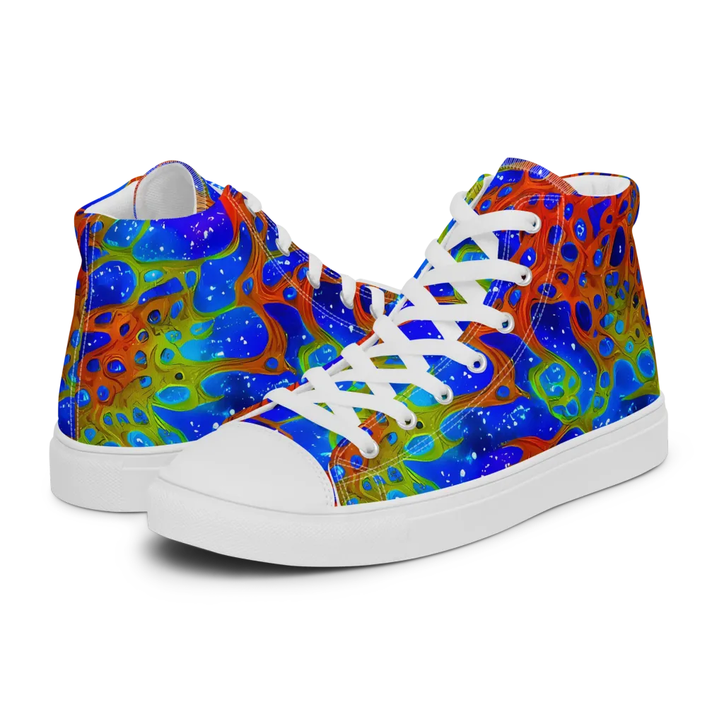Electric Microcosm on Women's High Top Canvas Shoes — Left