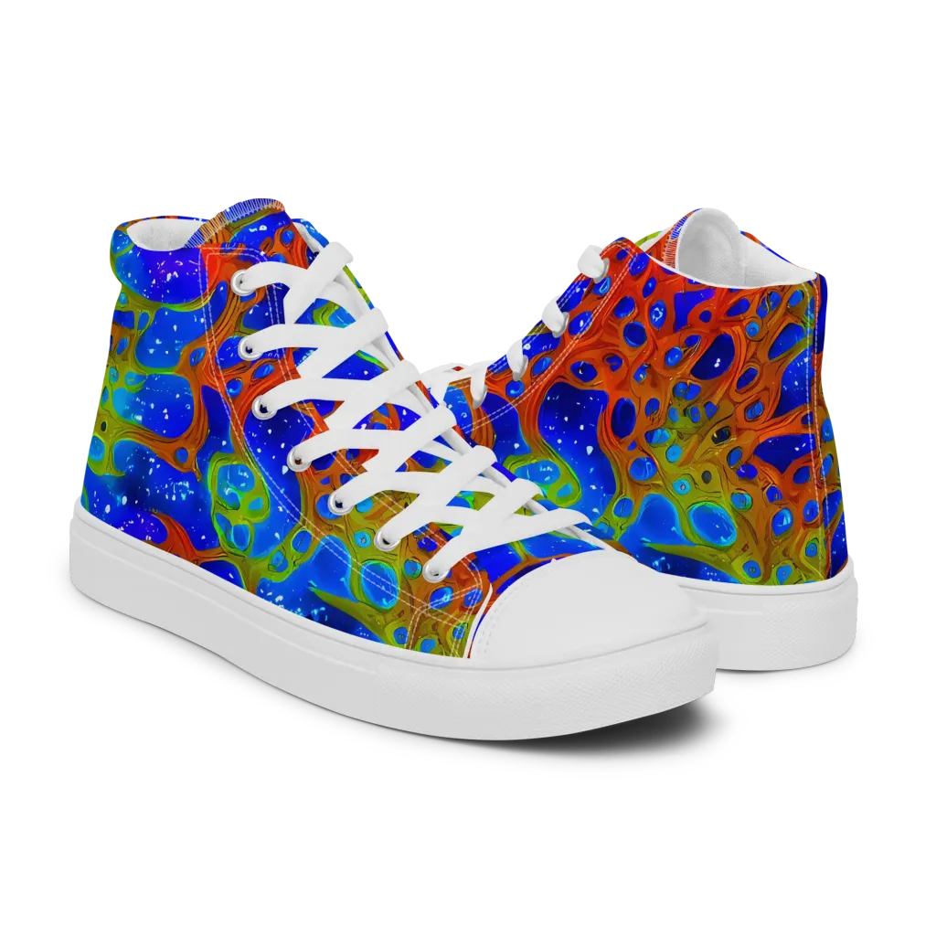 Electric Microcosm on Women's High Top Canvas Shoes — Right