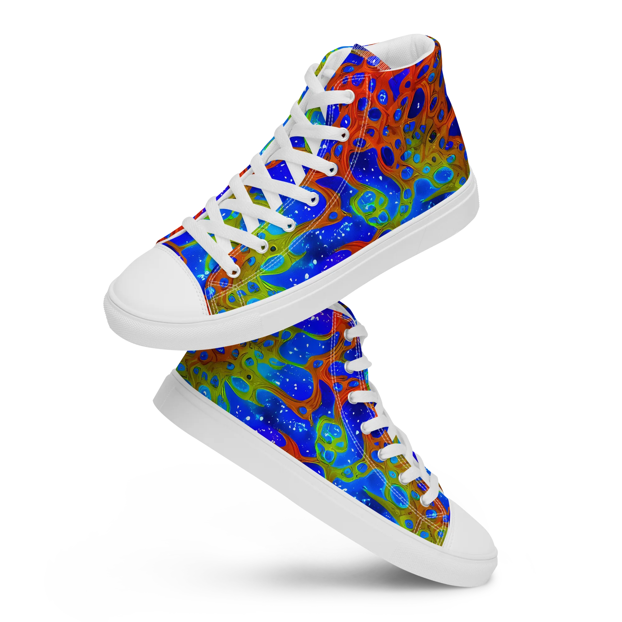 Electric Microcosm on Women's High Top Canvas Shoes — Front