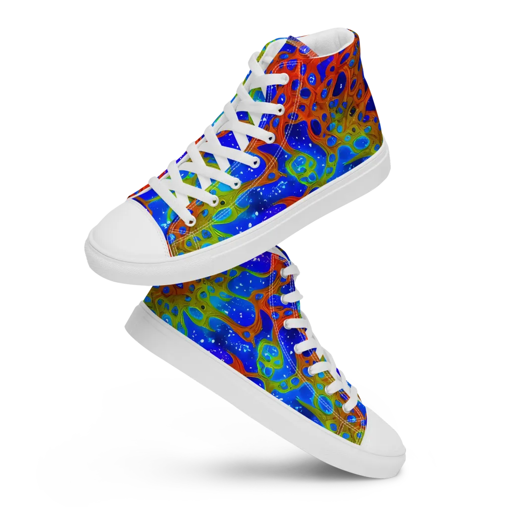 Electric Microcosm on Women's High Top Canvas Shoes — Front