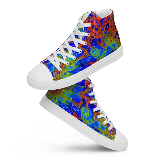 Electric Microcosm on a Women's High Top Canvas Shoes