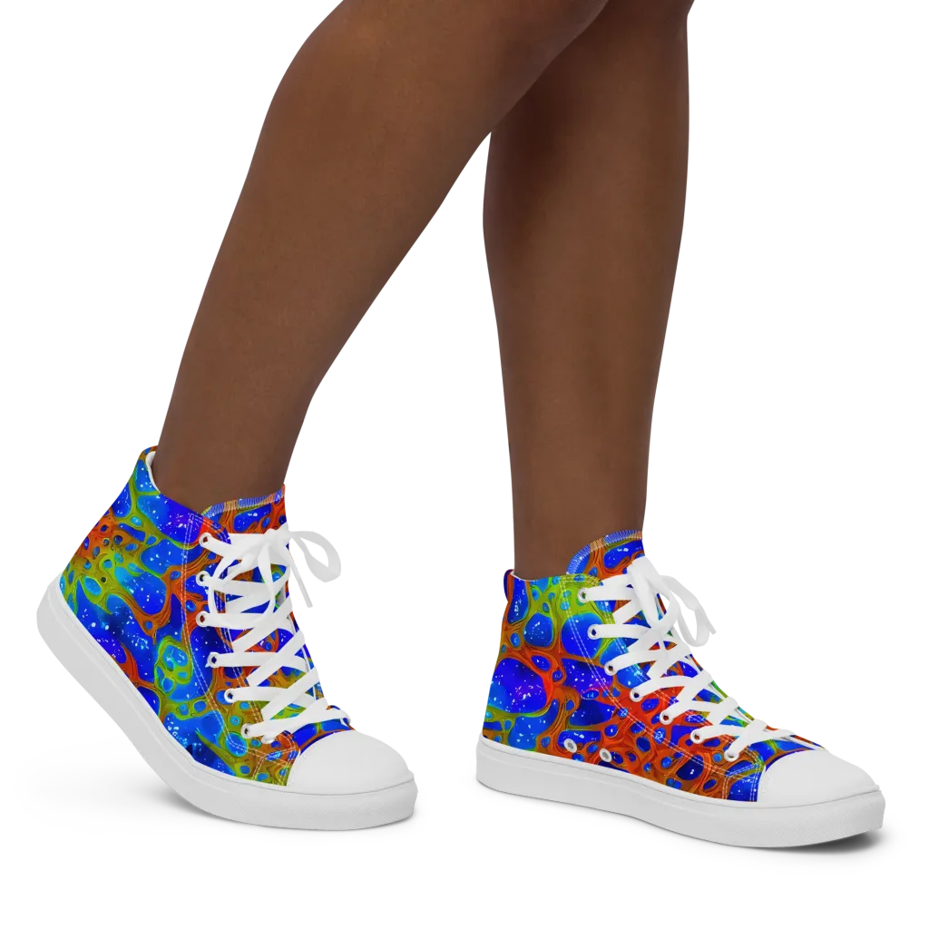 Electric Microcosm on Women's High Top Canvas Shoes — Right