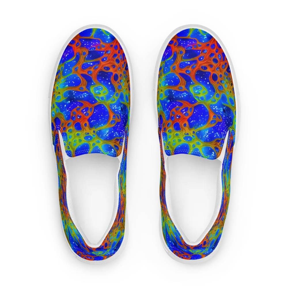 Electric Microcosm on Men's Slip-On Canvas Shoes — Front