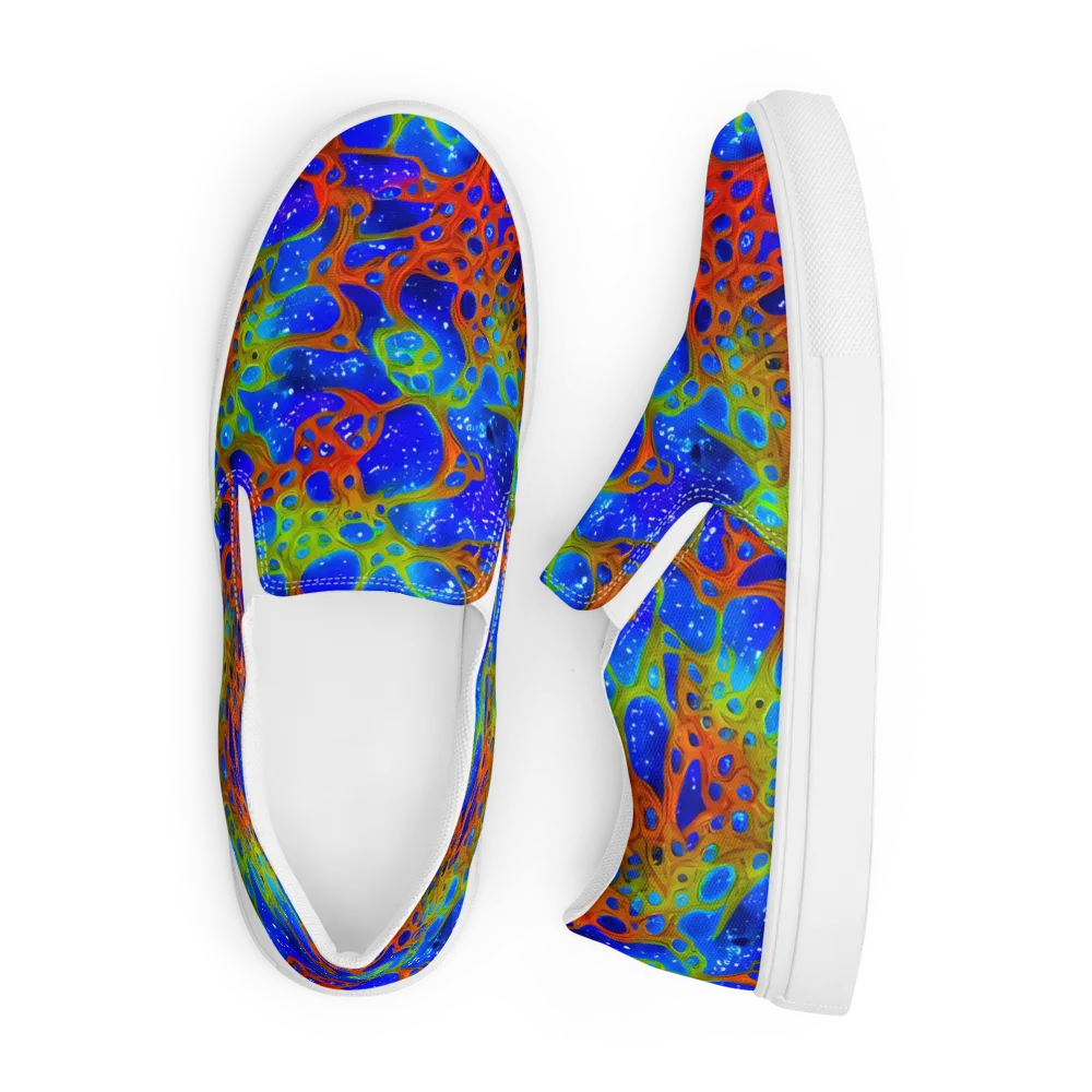 Electric Microcosm on Men's Slip-On Canvas Shoes — Front