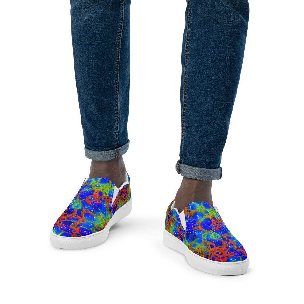 Electric Microcosm on Men's Slip-On Canvas Shoes — Front