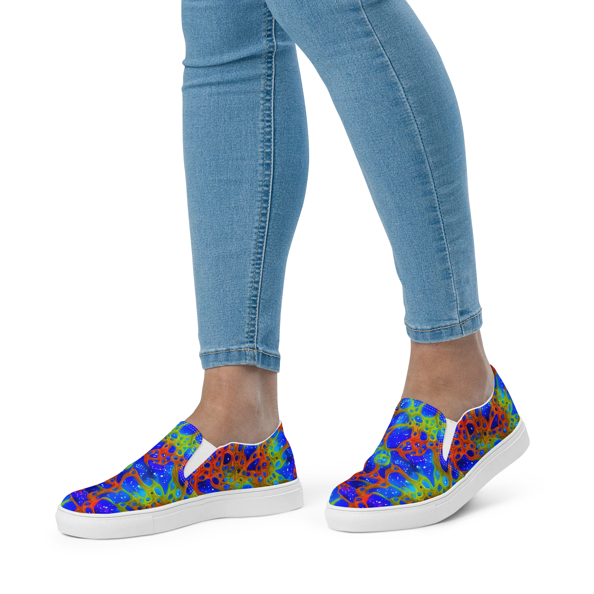 Electric Microcosm on Women's Slip-On Canvas Shoes — Front