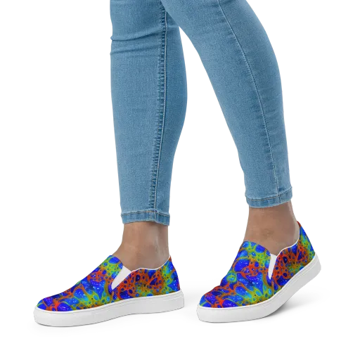 Electric Microcosm on a Women's Slip-On Canvas Shoes