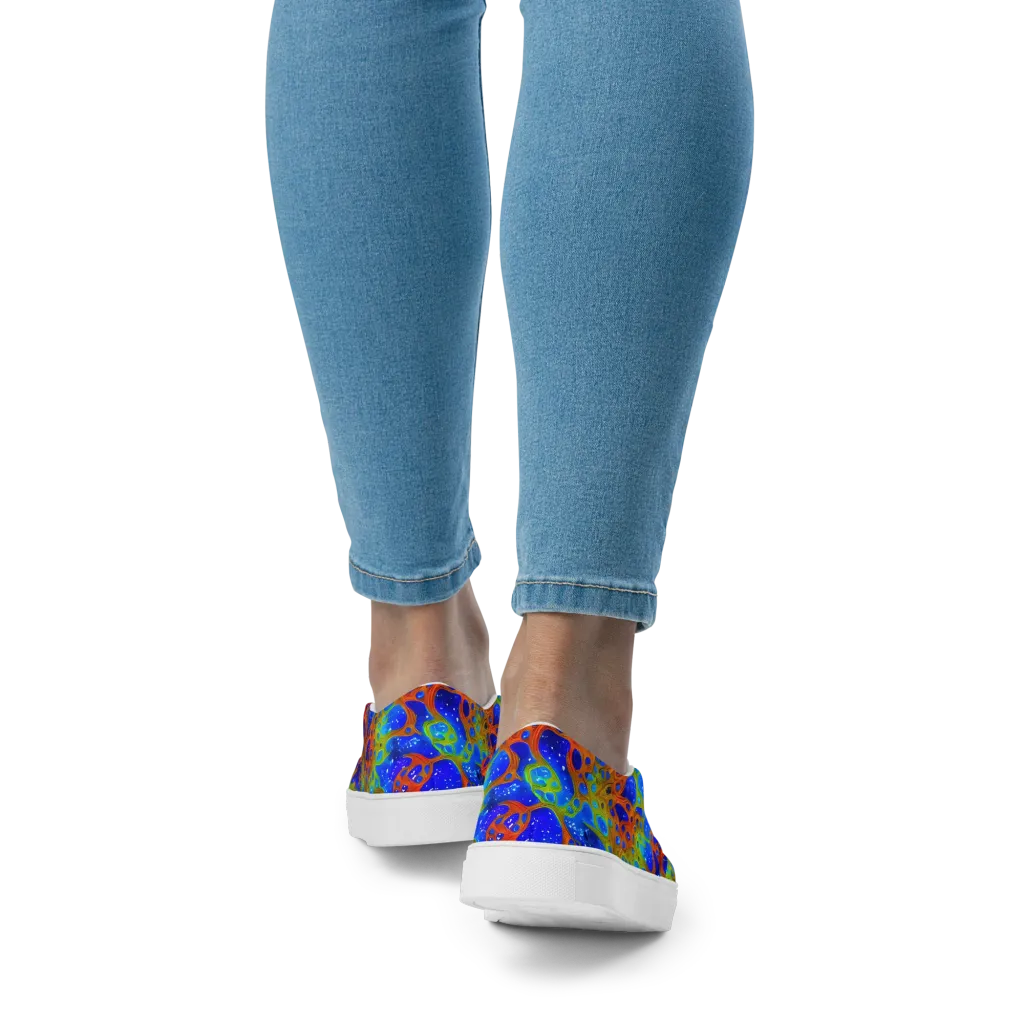 Electric Microcosm on Women's Slip-On Canvas Shoes — Back