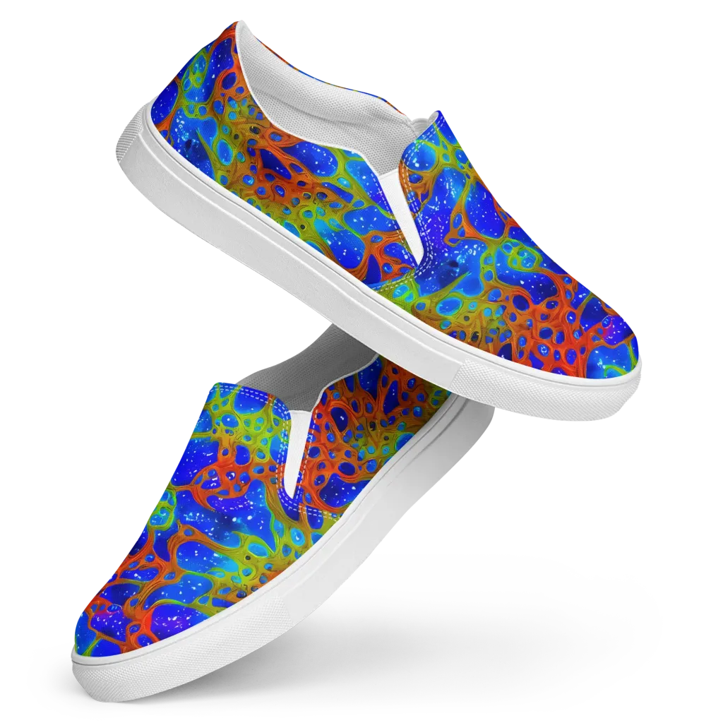 Electric Microcosm on Women's Slip-On Canvas Shoes — Front