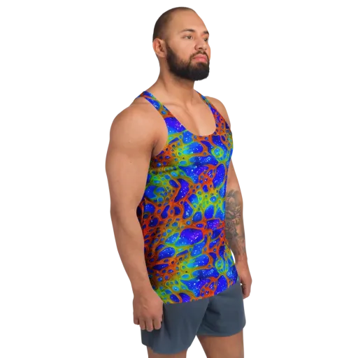 Electric Microcosm on a Men's Tank Top