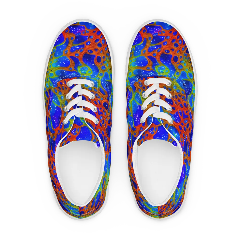 Electric Microcosm on Men's Lace-Up Canvas Shoes — Front