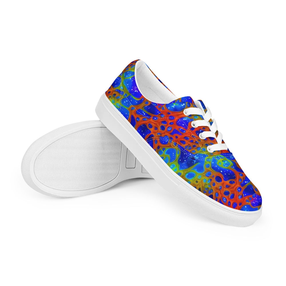 Electric Microcosm on Men's Lace-Up Canvas Shoes — Right Front