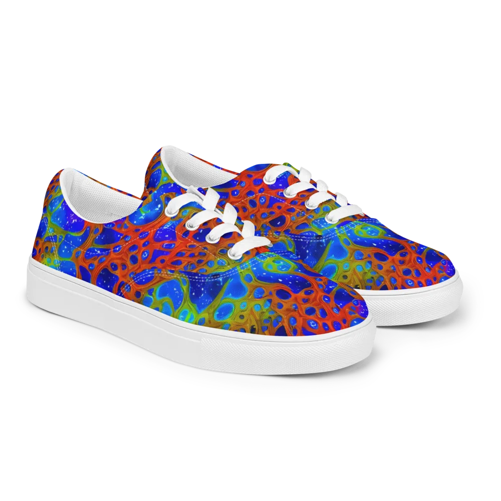 Electric Microcosm on Men's Lace-Up Canvas Shoes — Right Front