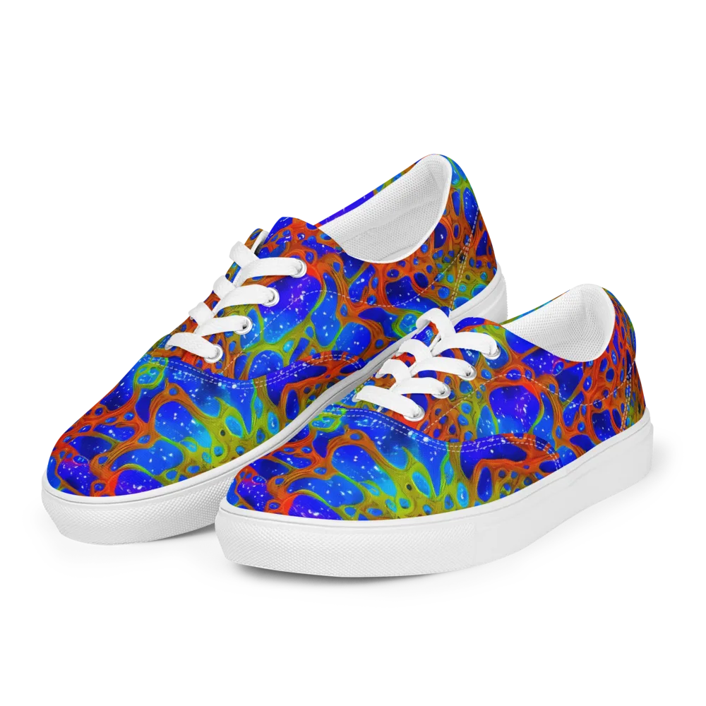 Electric Microcosm on Men's Lace-Up Canvas Shoes — Left Front