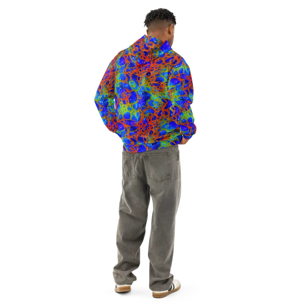 Electric Microcosm on Cotton Hoodie — Back