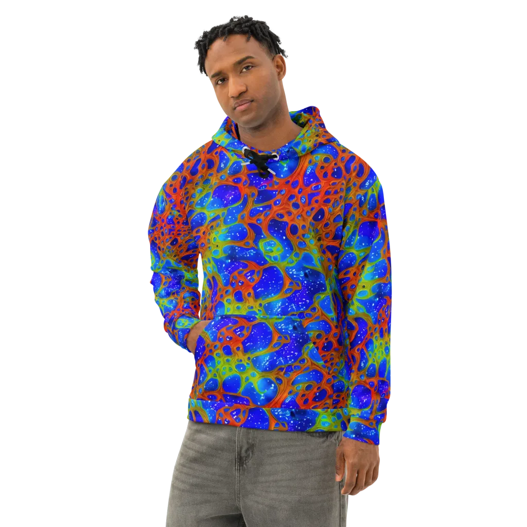 Electric Microcosm on Cotton Hoodie — Left Front