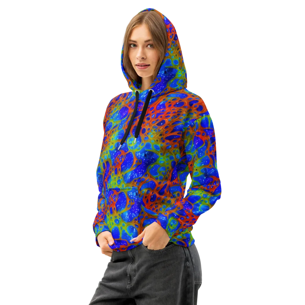 Electric Microcosm on Cotton Hoodie — Left Front