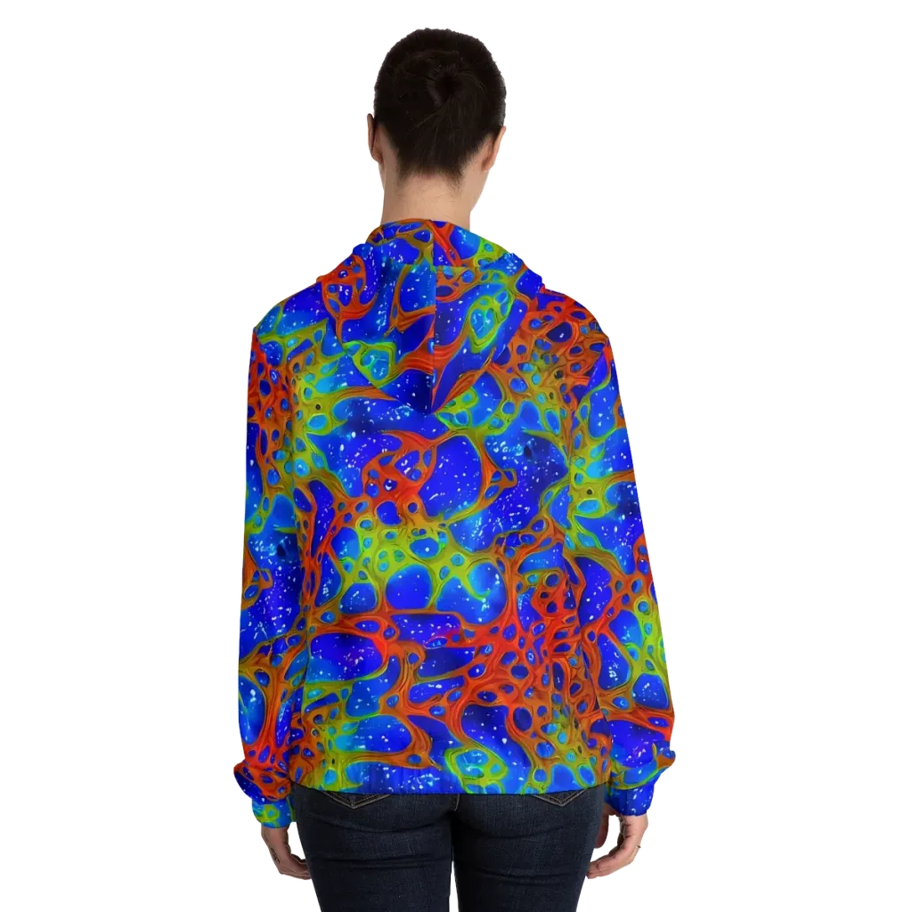 Electric Microcosm on Women's Full-Zip Hoodie — Back On Person