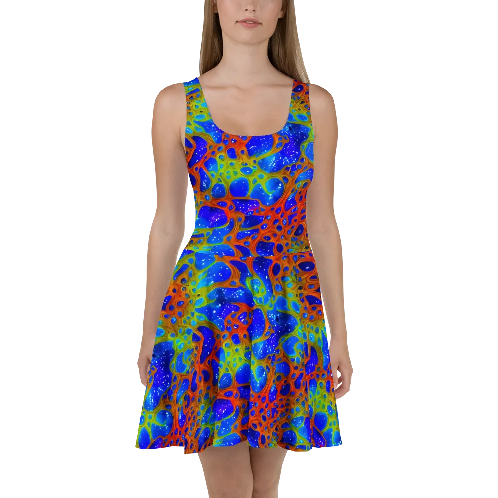 Electric Microcosm on Skater Dress — Front