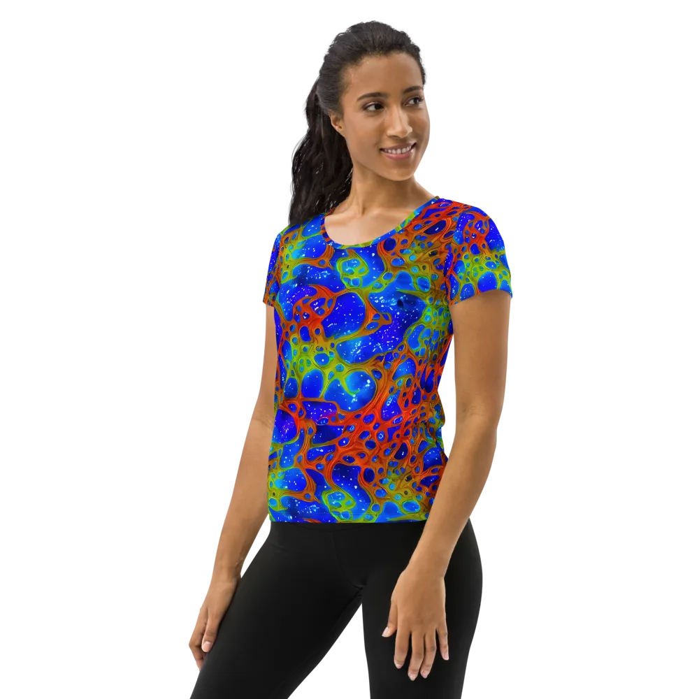 Electric Microcosm on Women's Athletic T-Shirt — Left