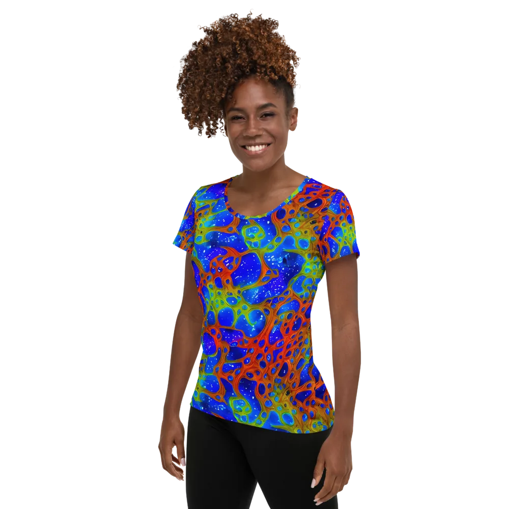 Electric Microcosm on Women's Athletic T-Shirt — Left