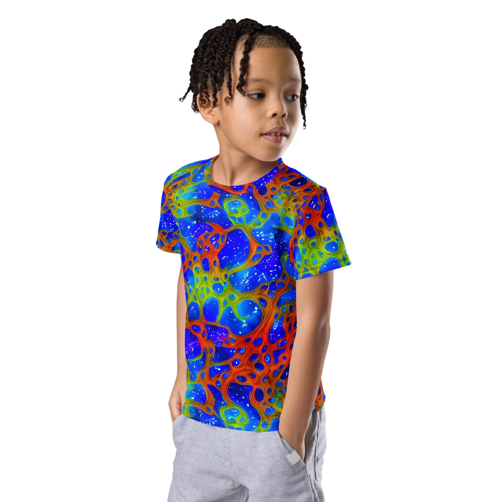 Electric Microcosm on Kids Crew Neck T-Shirt — Left Front