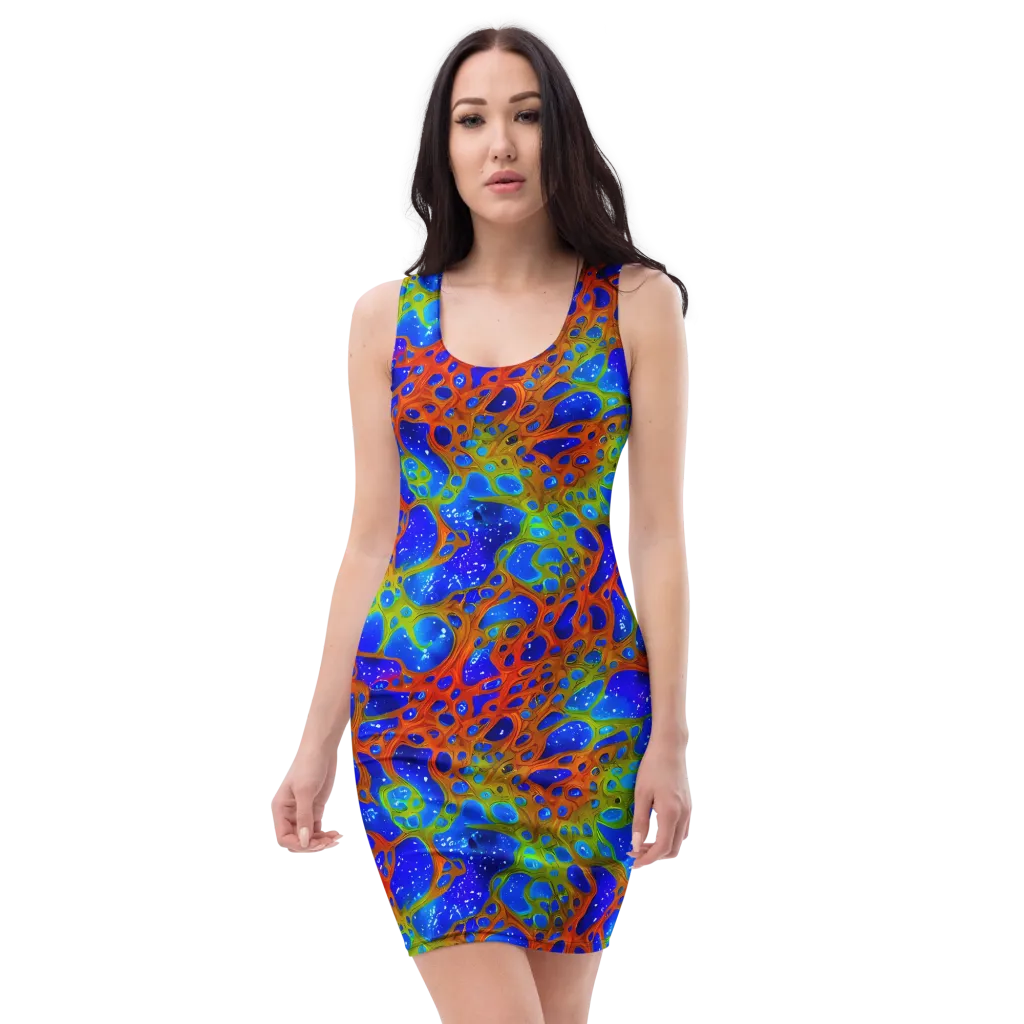 Electric Microcosm on Bodycon Dress — Front