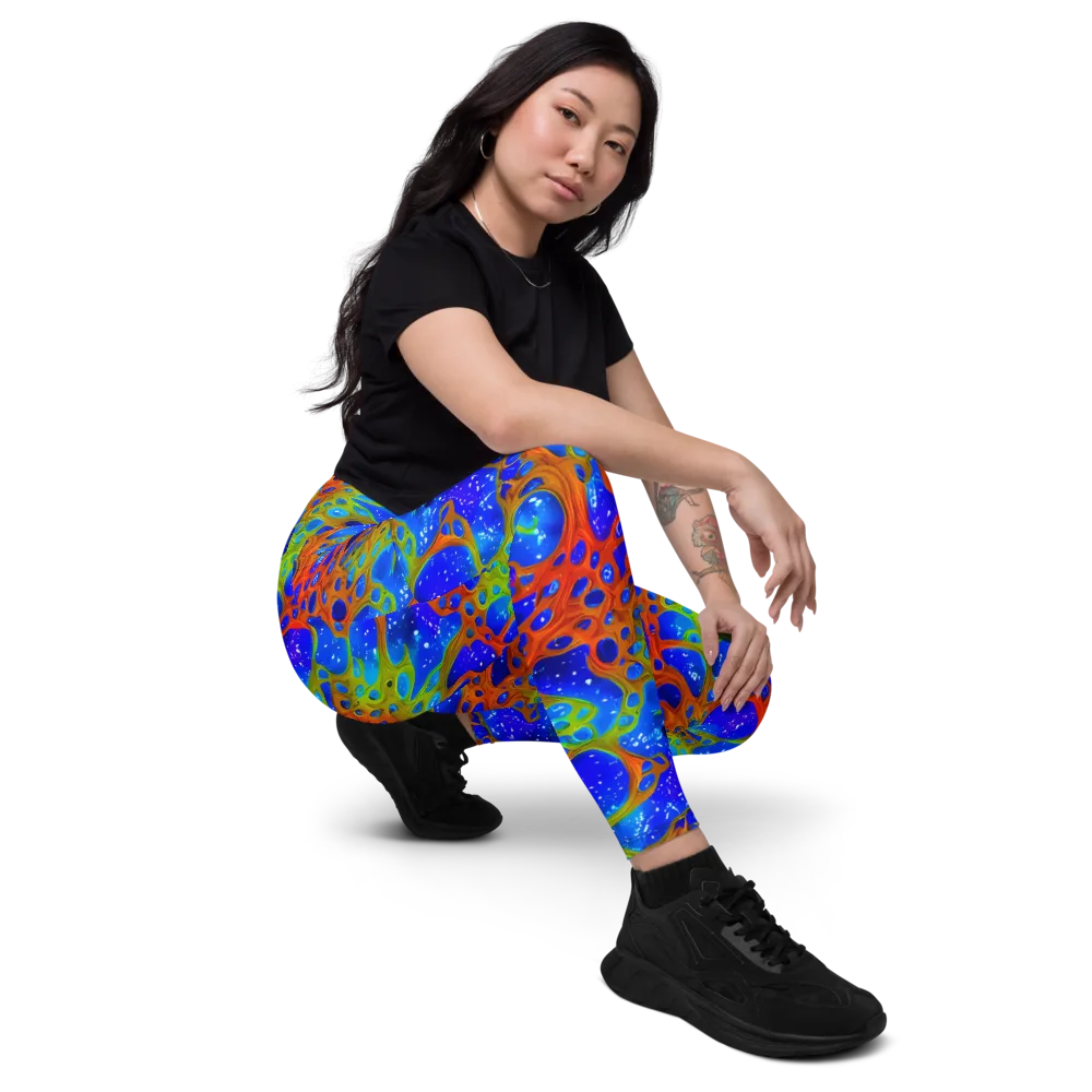Electric Microcosm on Leggings with Pockets — Right Front